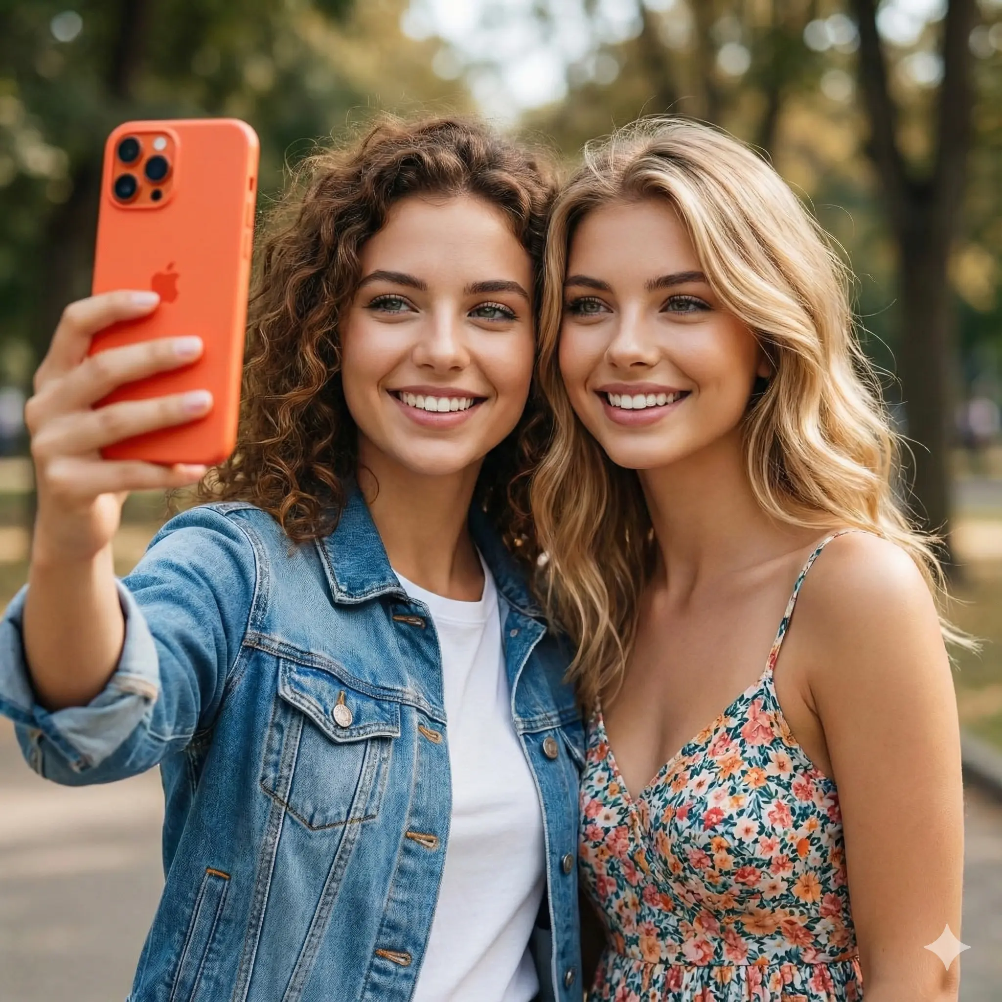 Best friends taking a selfie after acing the Friendship Quiz.