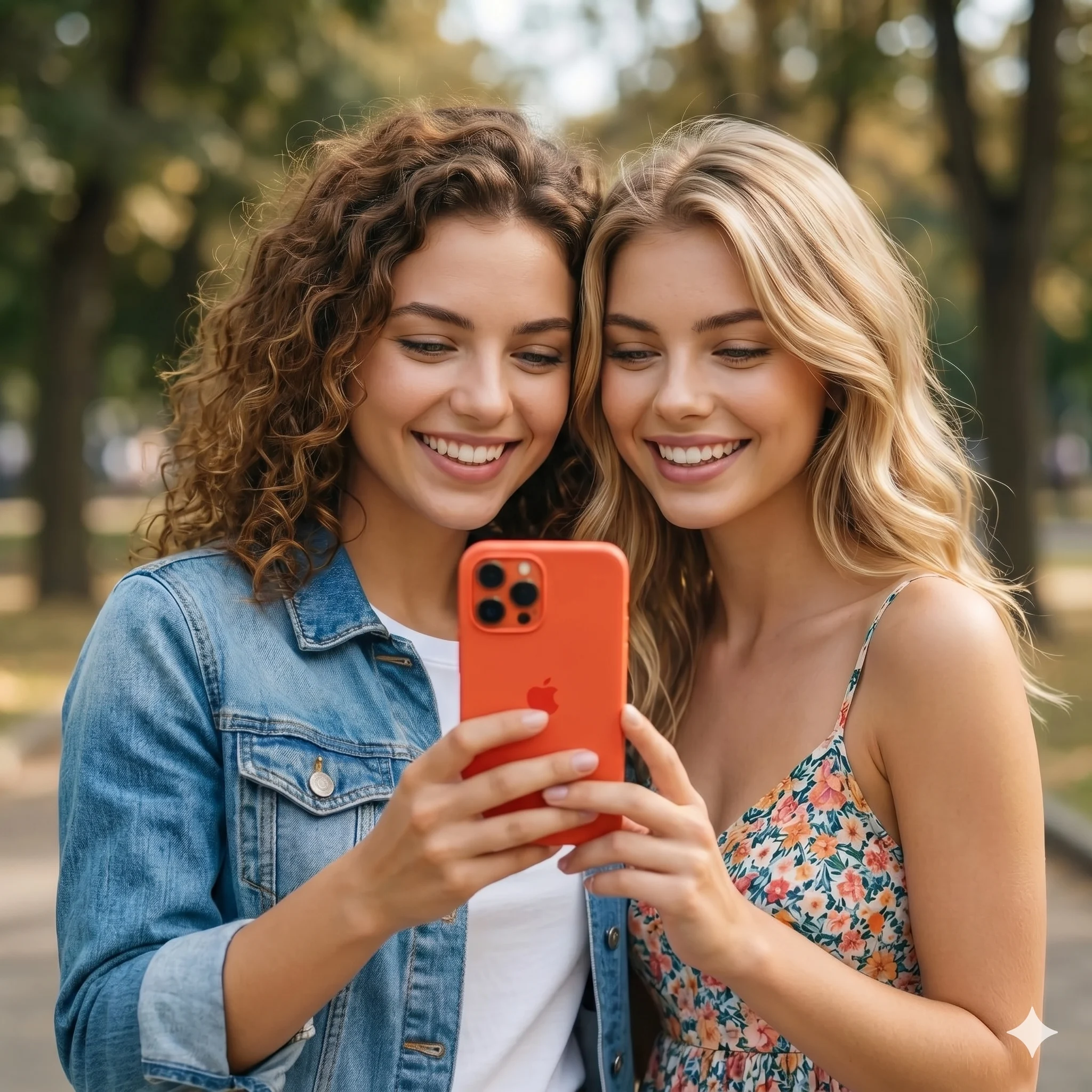 Friends taking a selfie after finishing a Friendship Dare Quiz with high scores and big smiles